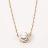 Crescent Moon Pearl Pendant K18 Pearl Diamond Necklace [Moon Label] Women's [Gift Wrapped]