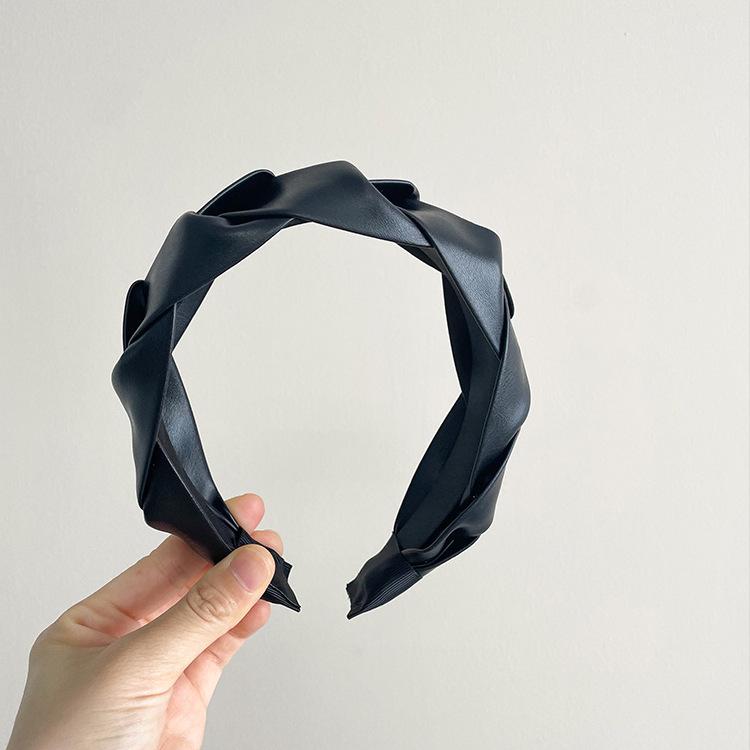 Роскошная французская кожаная плетеная повязка на голову для увеличения роста, ретро, простая заколка для волос