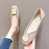 Flat Bottom Square Head Single Shoes Women's Spring and Autumn New Shallow Mouth Soft Sole Doudou Shoes Large Size