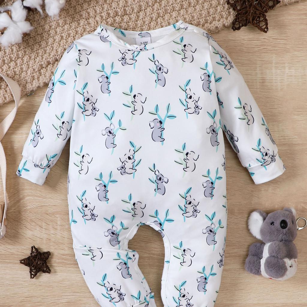 Baby Rompers Baby Clothes Spring Fall Cartoon Animal Koala Long Sleeve Single Breasted Baby Jumpsuits Soft Baby Playsuits 0-18M