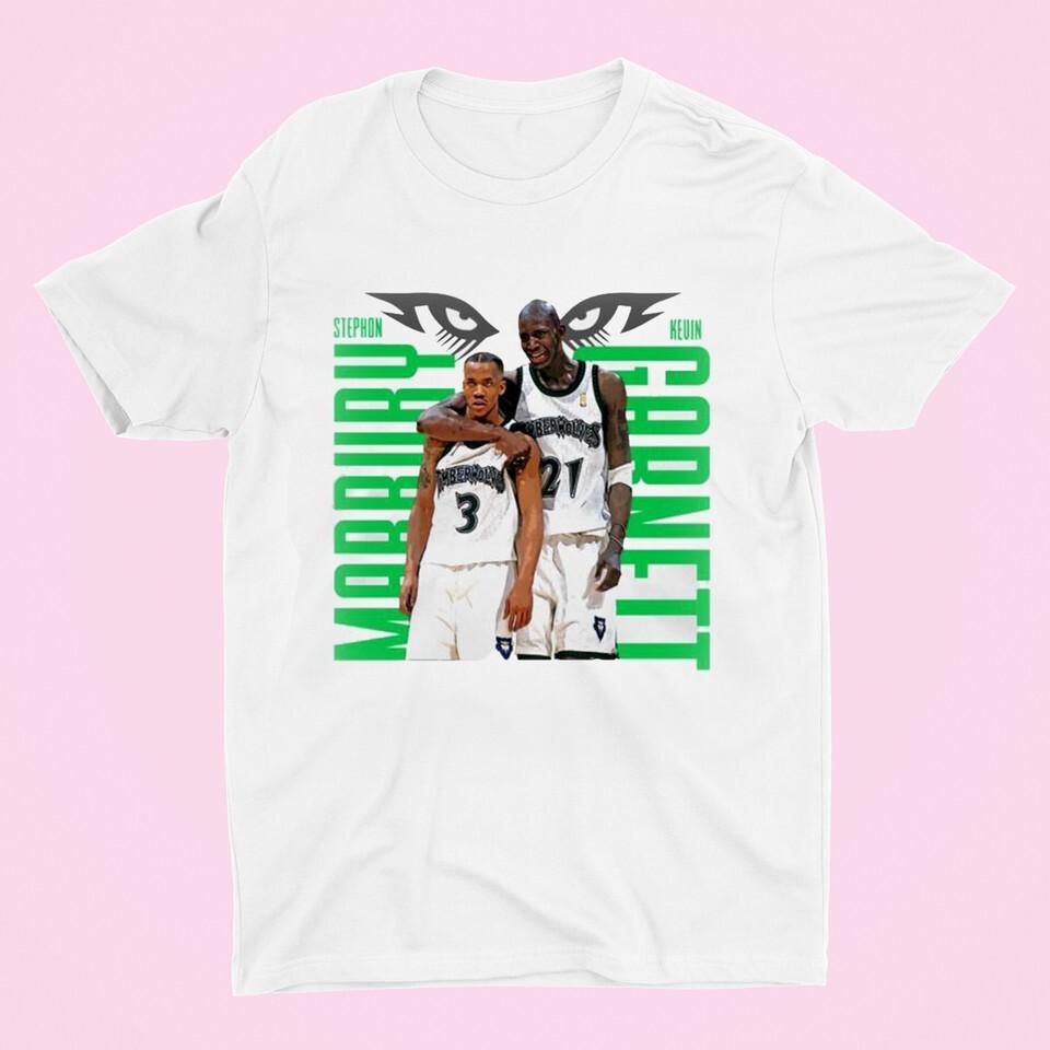 Kevin Garnett Stephon Marbury Tshirt White Tee All Size JJ4224 Unisex T-Shirt