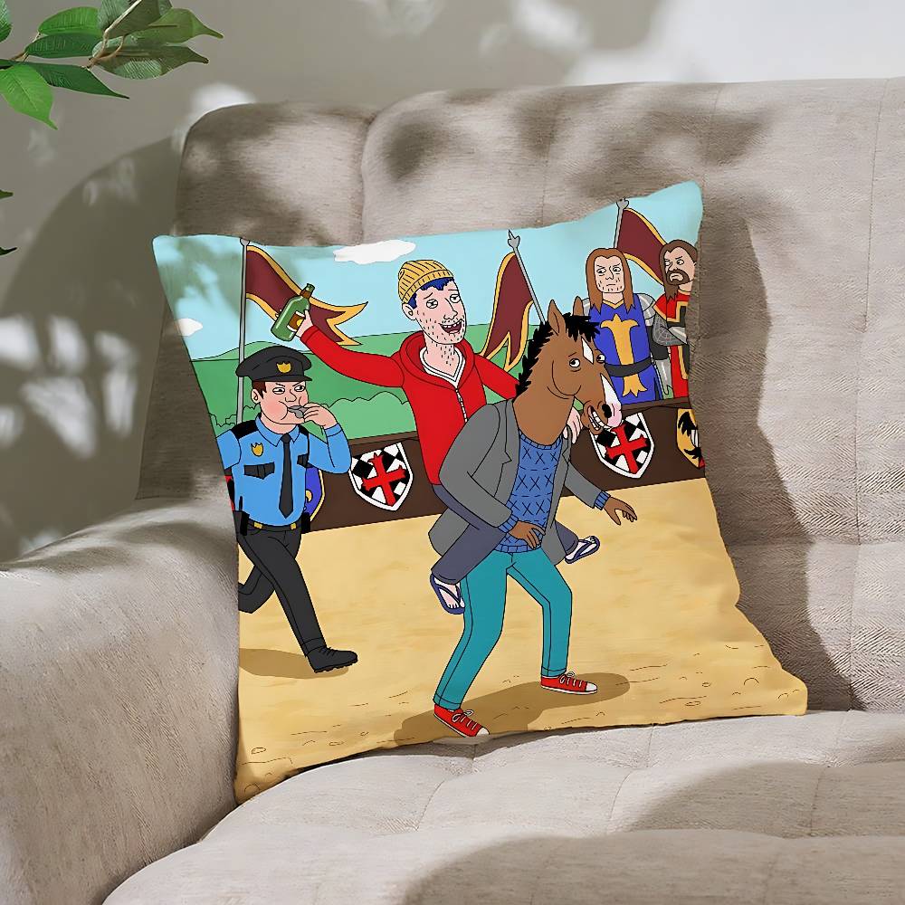 Funny Bbojack HorsemanS Customizable Square Pillowcases Stylish And Soft Perfect For Beds Cars And Sofas