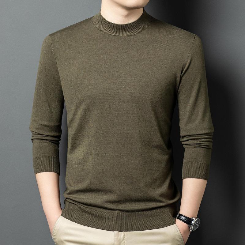 Men S Round Neck Long Sleeve Knit Sweater Loose Fit Casual Pullover