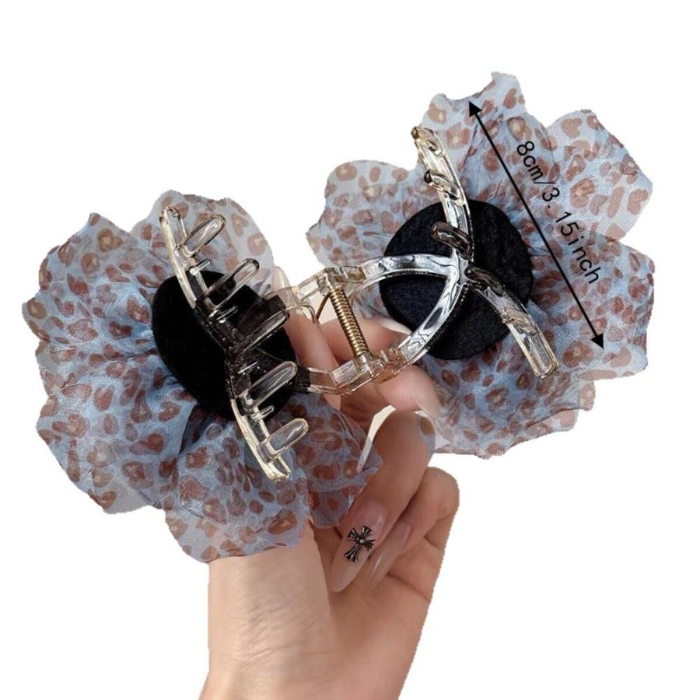 Non-Slip Shark Hair Clip Fabric Flower Leopard Print Hair Clip Large Hair Grab Clip Beach Vacation