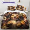 Happy Dachshund Pattern Bedding Home Decoration Birthday Gift (1 * duvet cover + 2 * pillowcase, without core)