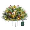 Yousheng Pre-lit Christmas Tree Urn Filler Battery Operated Artificial Xmas Tree with Cones Berries Holiday Porch Planter Filler with Tripod Stake