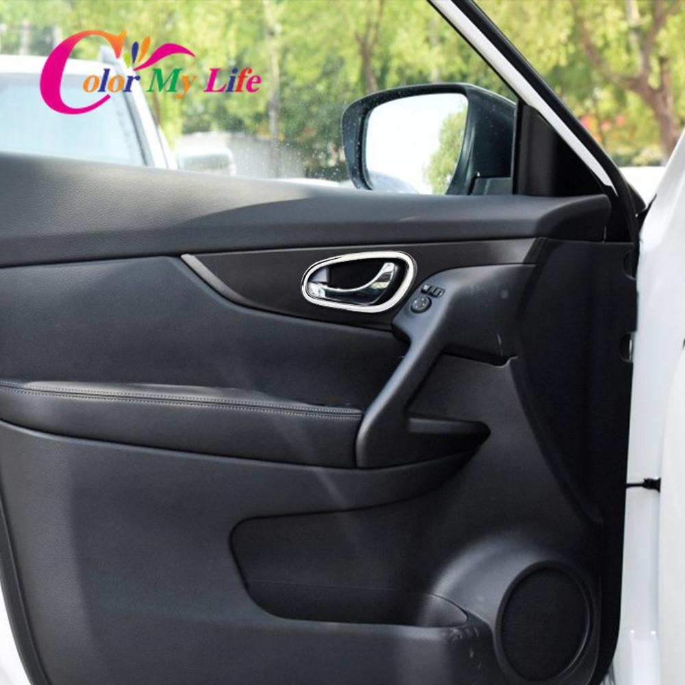 Color My Life Хромированная внутренняя дверная ручка автомобиля, круглая крышка, рамка, накладка для Nissan X-trail Xtrail T32 2014-