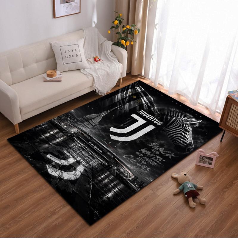 Juventus Logo and Zebra Themed Non-slip Rug Suitable for Living Room and Bedroom Sofas