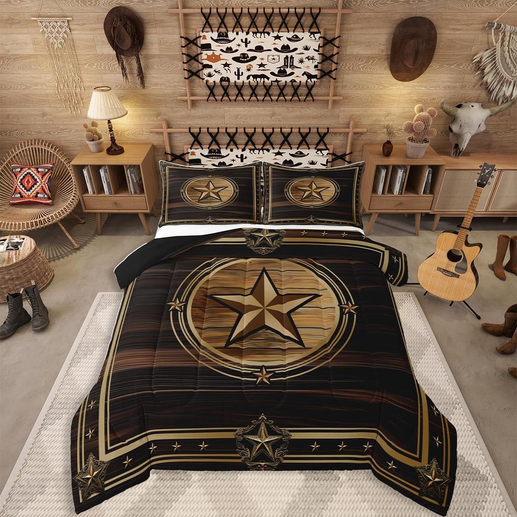 Erosebridal Western Aztec Comforter Set King Size, Boho Farmhouse Bedding Set for Kids Boys Teens Ethnic Southwest Bull Skull Cow Quilt Amer