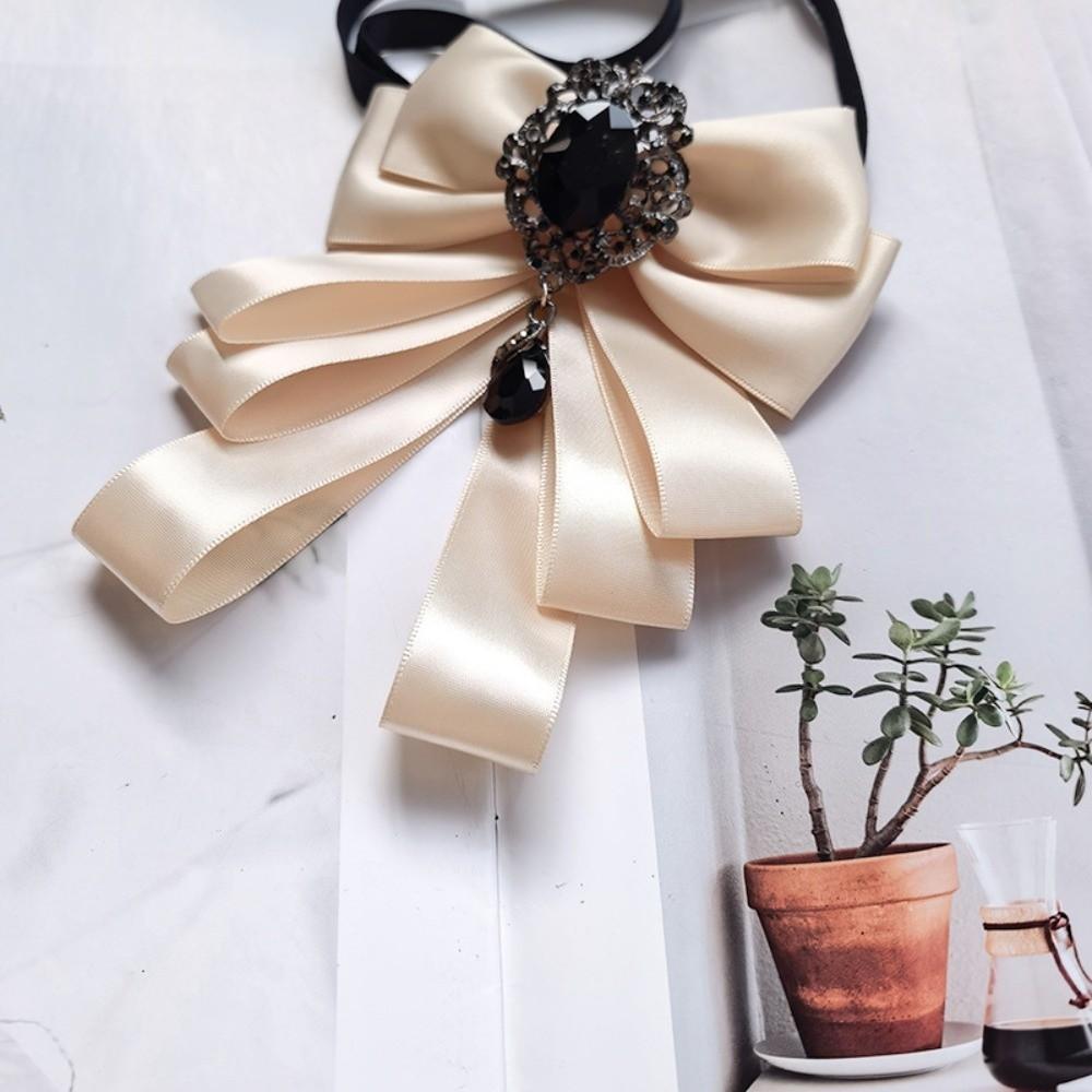 Fabric Bowtie Crystal Neck Decoration Brooch Accessories Collar Flower Women Accessories