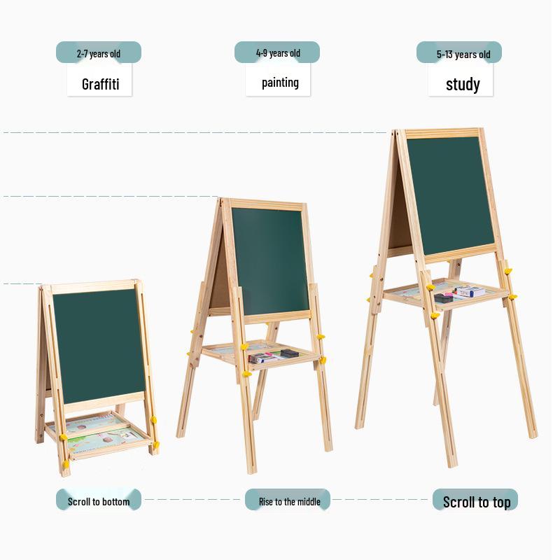 Magnetic Wooden Easel Blackboard for Kids - Folding Art & Writing Board