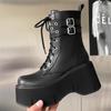 Женские ботинки 2024 года, осенние женские ботильоны на платформе, танкетке, на высоком каблуке, короткие ботинки, новый модный дизайн, молния, косплей, обувь для женщин
