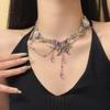 Colorful Butterfly Tassel Necklace Sweet Sweet Choker Fashion Y2k Clavicle Chain  Gift