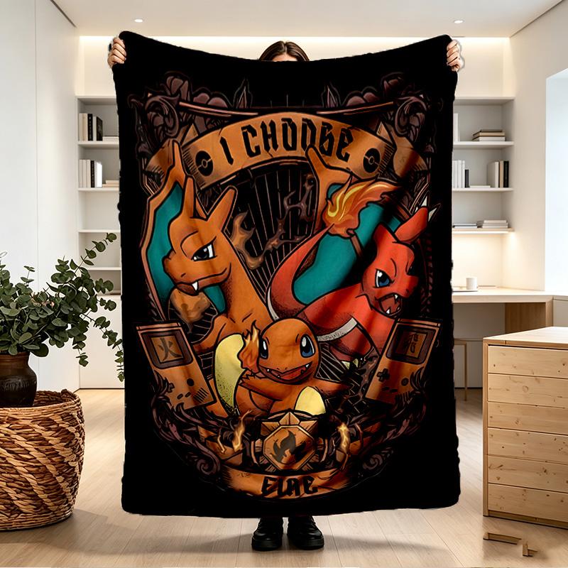 Charizard VS Blastoise Print Blanket - Soft & Comfortable, for Bedroom, Travel, Sofa, Home Decoration - Birthday Christmas Gift for Friend