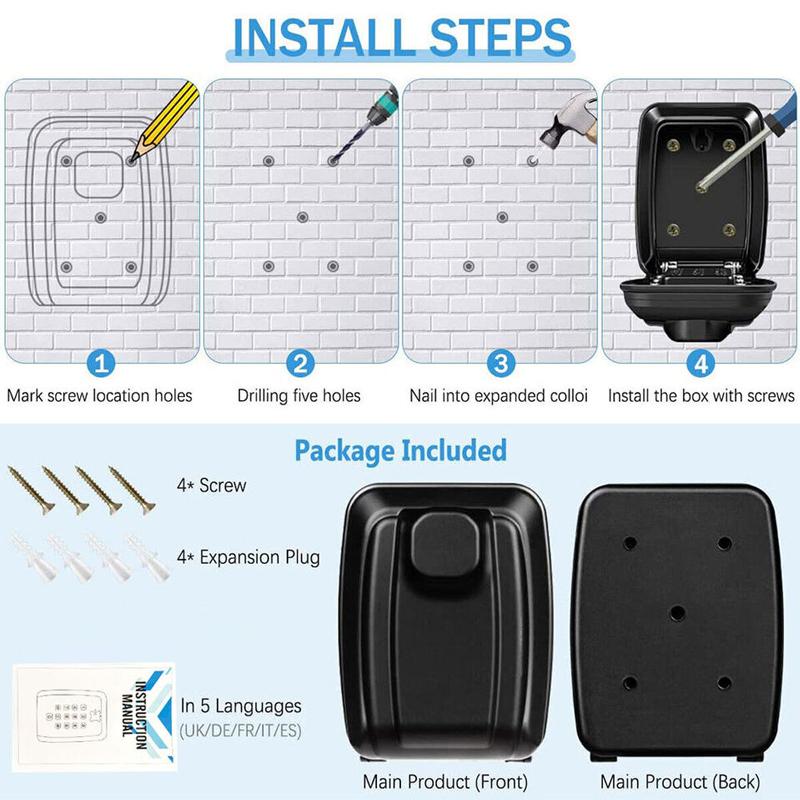 Портативный сейф для ключей с кнопочным креплением на открытом воздухе, настенный ящик для хранения запасных ключей