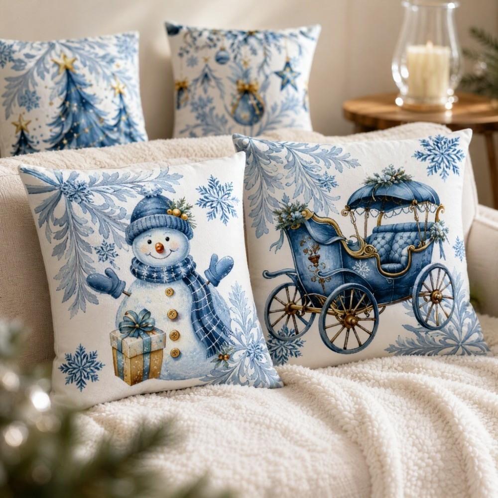 Christmas Tree Christmas Pillow Cover Soft Santa Pillow Cover Throw Cushion Case Home Decor