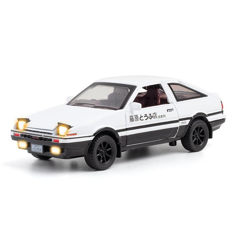 Масштаб 1/32 Toyota AE86, начальная модель автомобиля D, игрушечный автомобиль из цинкового сплава со звуком и светом для детей, подарок для мальчиков и девочек