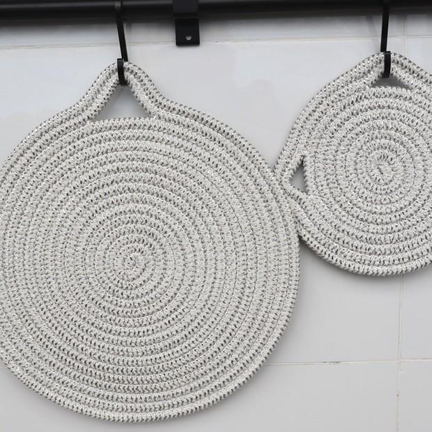 Insulation mat Cat ear placemat Hangable cotton rope mat