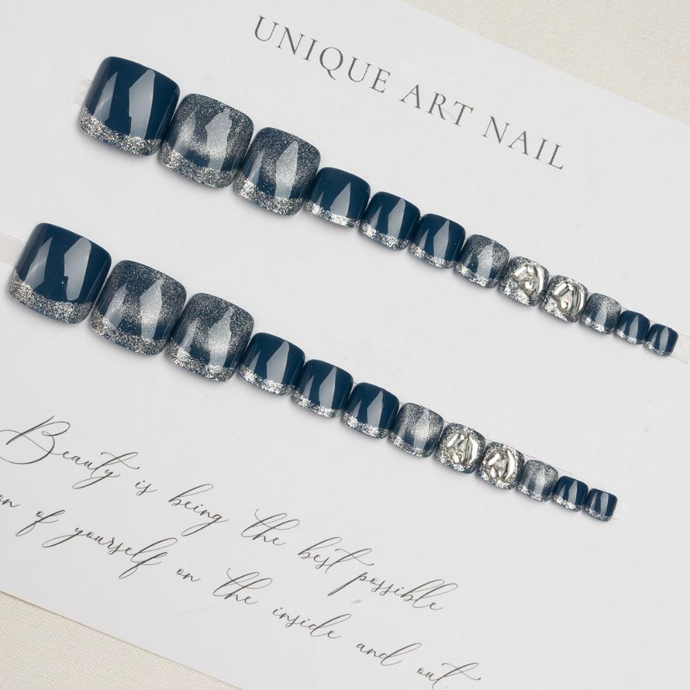 Short Length False Toe Nails Square Head Foot Nail Tips Detachable Press On Nails Women