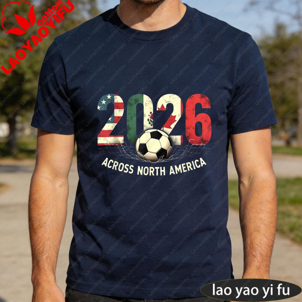 2026 Across North America Soccer Graphic T Shirt Unisex Cotton Short Sleeve Soccer Fan Soccer Party Supplies Casual Daily Outfit