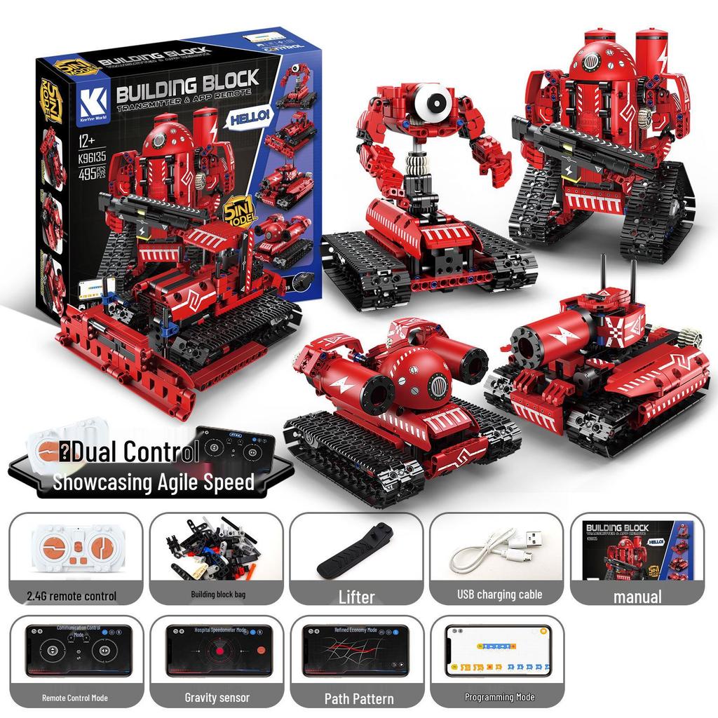 Kaiyu Kids' Remote Control Robot Car Toy - Compatible with Lego, Programmable, with Electric Assembly Building Blocks