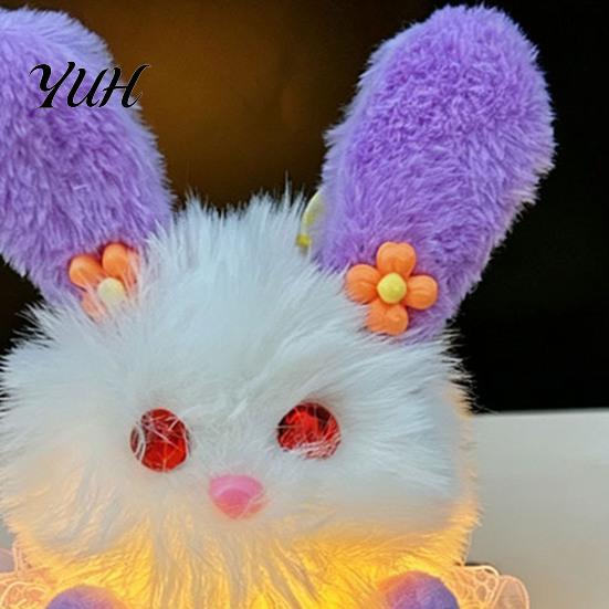 Soft Plush Rabbit Toy for Photo Prop Mid Autumn Lantern, Handheld Cute Bunny Night Light, Atmosphere Lighting Outdoor Outings Market Vending