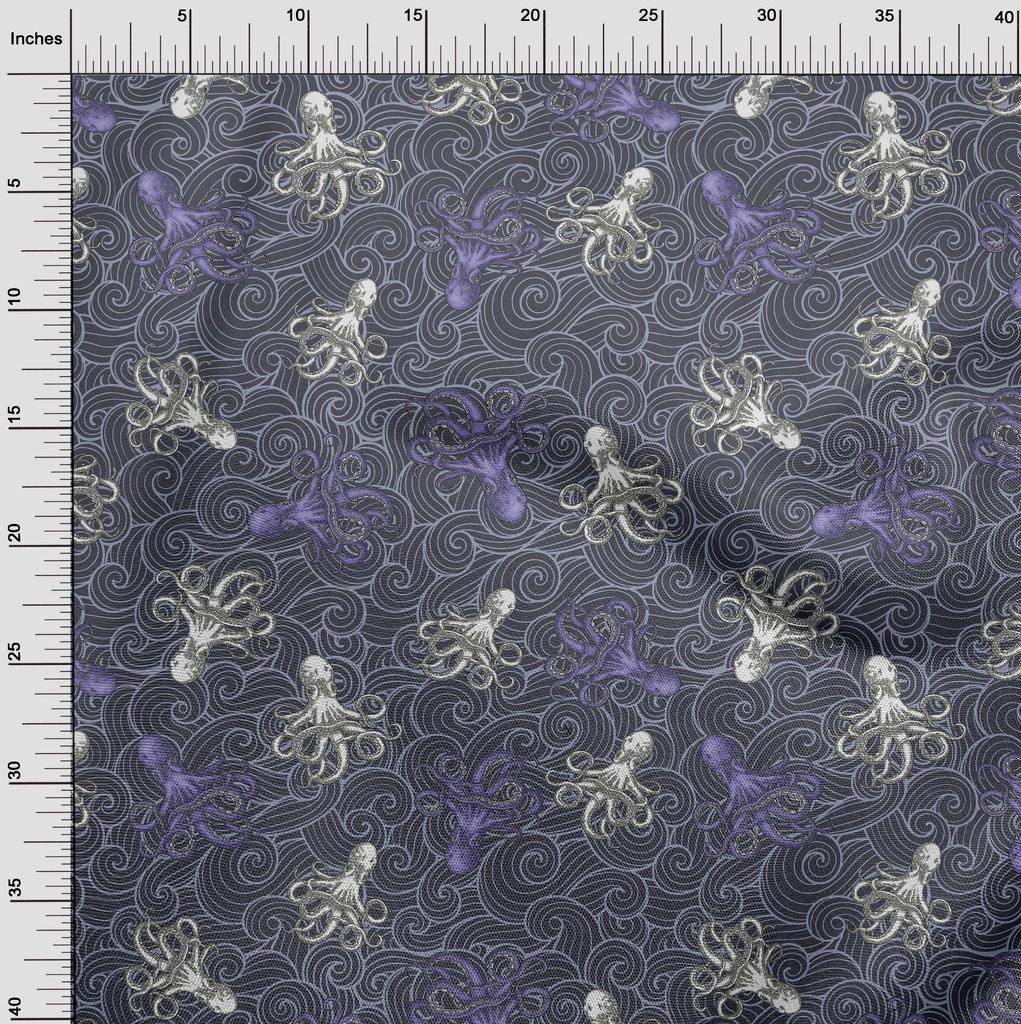 oneOone Ткань Cotton Flex Dark Teal Green, морская тема, проекты для декора, напечатанная по ярдам, 40 дюймов