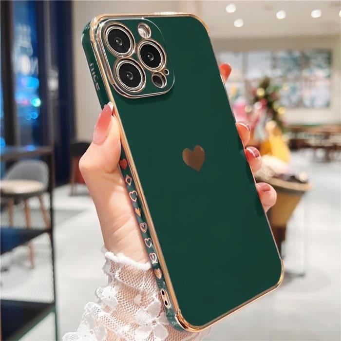 Coque - Amour-Mignon - pour iPhone 12 Pro Max - Vert nuit - Souple - Antichoc - Anti-Rayure