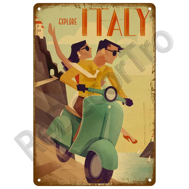 Винтажные летние пляжные металлические вывески, знаменитый городской пейзаж, постер, жестяная вывеска, ретро настенный художественный декор для гостиной, дома, на берегу моря