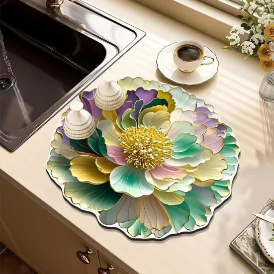 3D Цветок Диатомовая Грязь Мягкий Коврик Впитывающая Подкладка для Барной Стойки для Чашек Раковина для Кухни Быстросохнущий Поддон для Умывальника Декоративная Диатомитовая Подставка