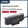 JORMU FX-51N/51P Fiber Optic Sensor Amplifier with NPN/PNP Digital Display and Delay Function