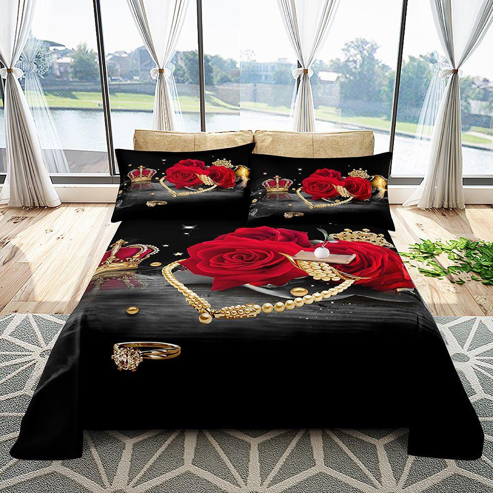 Flower Sliced Soft Universal Digital High-end Print Four Seasons Bedroom Bed Linen Single Set with Pillow Cover