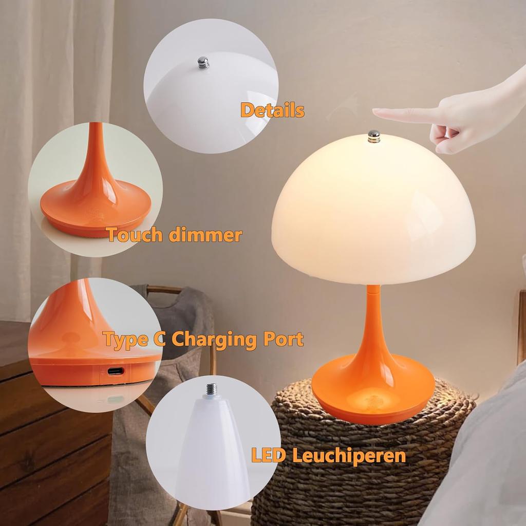 Mushroom 3color Dimming Rechargeable LED Table Lamps Decoration Night for Hotel Portable Night Light Simple Modern Decoration