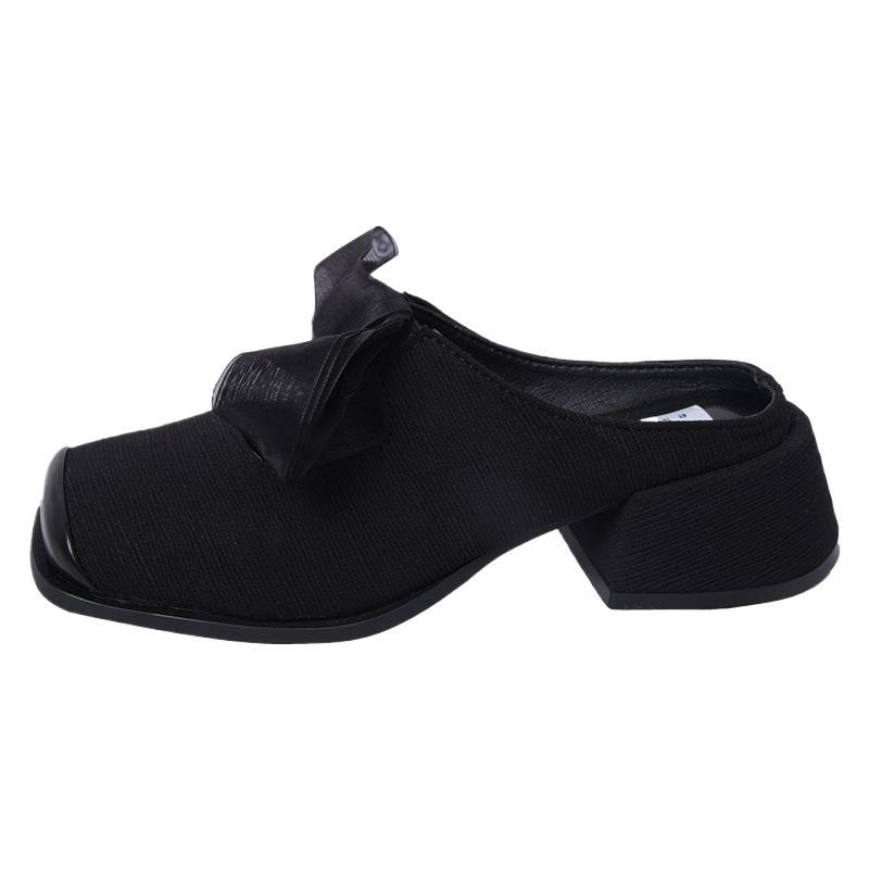 Ретро туфли-лодочки на толстом каблуке с сумкой на голову, женская верхняя одежда 2025 года, весна-лето, новые французские вечерние туфли-лодочки Мэри Джейн с бантом