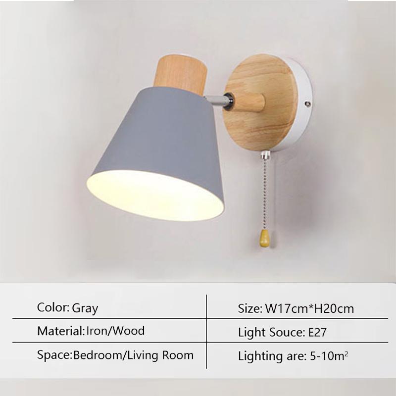 Скандинавский светодиодный настенный светильник Минималистичный железный с выключателем E27 Настенная лампа Для спальни Прикроватный кабинет Офис Внутреннее освещение Светильники