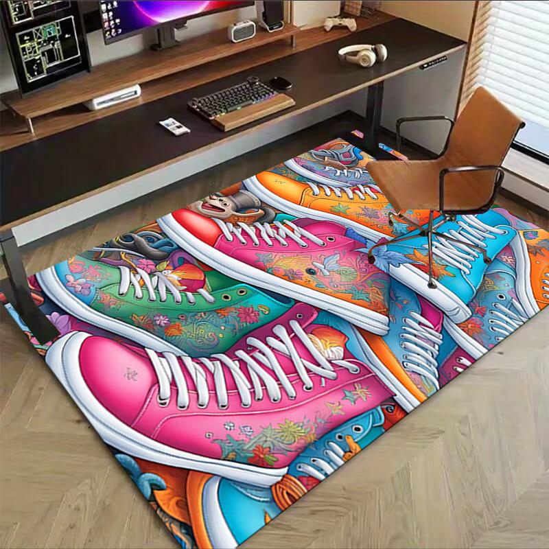 1PC floral pattern sneakers Extra Large Non Slip Floor carpet, Office, family, Studio Large Area Rug Indoor Rugs, Bold Statement Piece