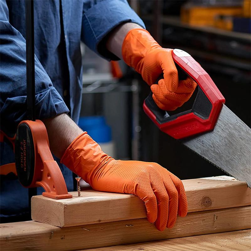 Перчатки нитриловые оранжевые толщиной 8 мил, одноразовые перчатки для уборки дома, кухни, садоводства, для салонов красоты и маникюра, тату-салонов, рабочие перчатки