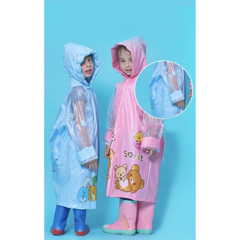 Детский плащ со школьной сумкой, пончо с большими полями для детей 4-10 лет