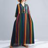 Long Sleeve Plus Size Cotton Vintage Stripe New In Dresses for Women Casual Loose Spring Summer Autumn Dress
