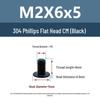 Yigu Black 304 Stainless Steel Flat Head Phillips Machine Screws M2-M6