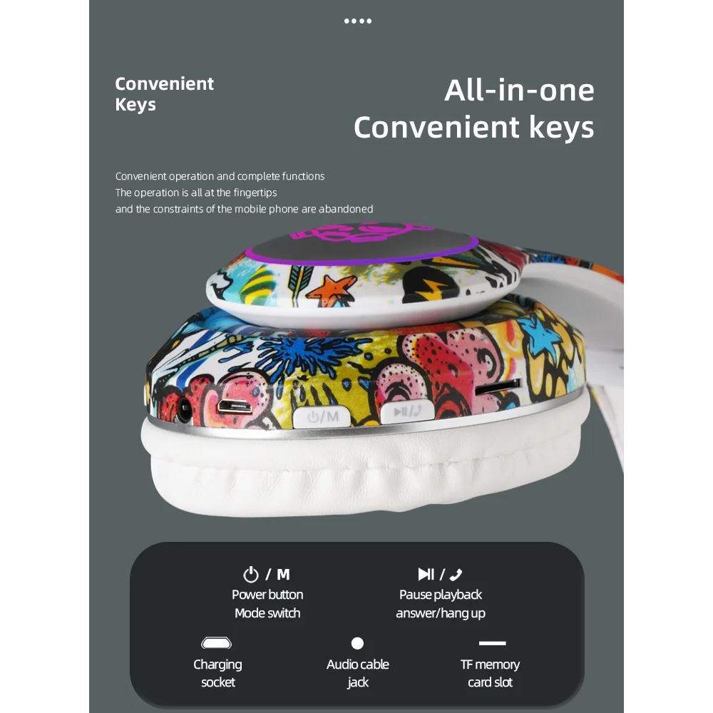 Беспроводная гарнитура с фонариком, детские наушники-вкладыши с микрофоном, Bluetooth-гарнитуры, стереонаушники для музыкальных игр, подарок для девочек и мальчиков