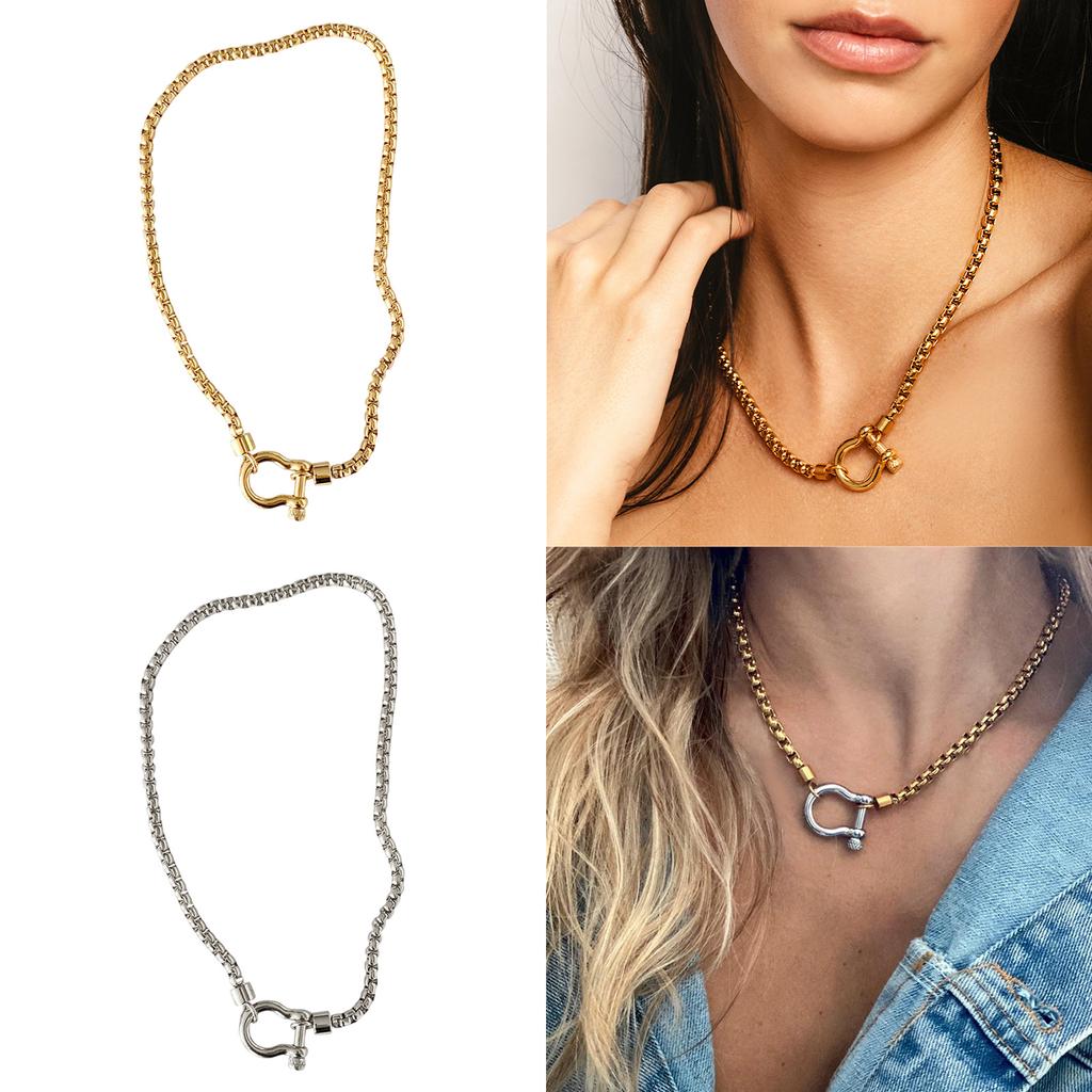 Stainless Steel Carabiner Clasp Necklace Sturdy Versatile Fashion Accessory for Daily Wear and Travel Stylish Outfits