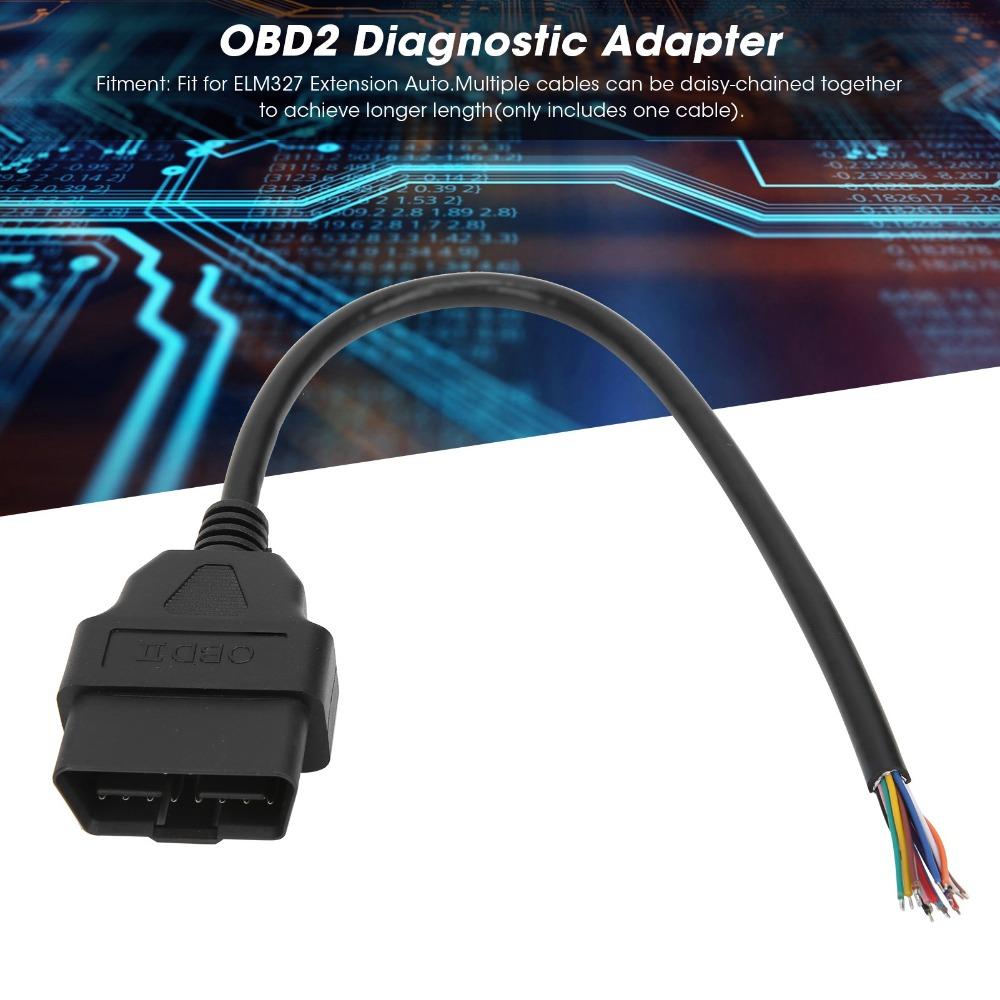 30cm / 11.8Inch Diagnostic Tool Cable 16 Pin Male OBD2 Pigtail Diagnostic Wire Modification