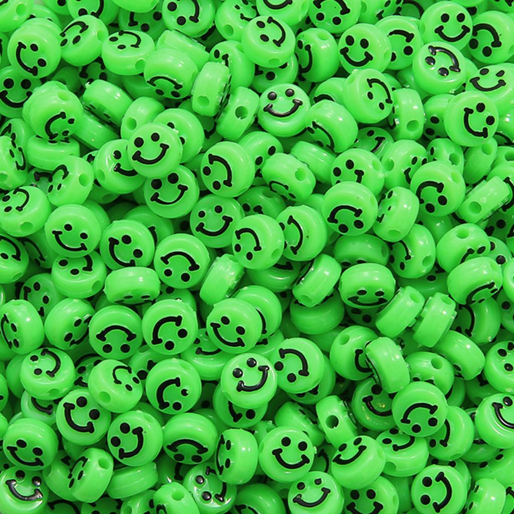 500Pcs Round Shape Acrylic Beads Spaced Smile Beads For Jewelry Making Craft Accessories