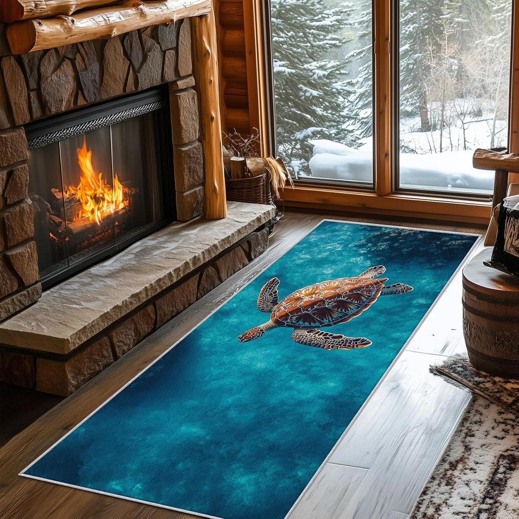 Ковровая дорожка на морскую тематику с принтом черепахи, ковер для домашнего декора, абсорбирующий, противоскользящий, коврик для прихожей, гостиной, спальни, кухни