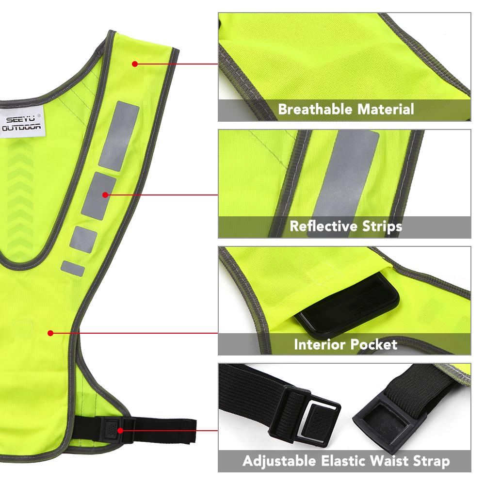 High Visibility Safety Vest Outdoor Sports Running Cycle Reflective Vest with Pocket