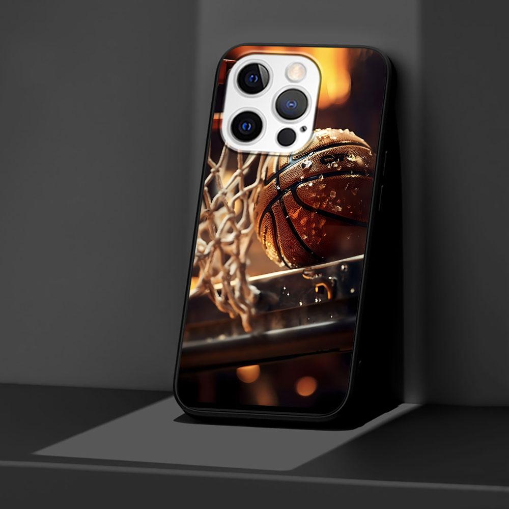 Баскетбольное кольцо Спортивный чехол для Apple iPhone 14 11 7 SE 2020 8 X XS 13 12 Mini XR 15 Pro Max Силиконовый Черный Мягкая крышка для телефона