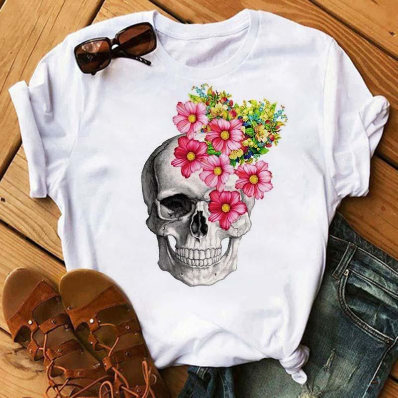 Летний платок на голову с принтом черепа и бабочки в стиле ретро с буквами из чистого хлопка с круглым вырезом и короткими рукавами футболки женские