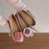 Fashion Fashion Flat Shoes for Women Spring Autumn Rivets Flower Shallow Rivets 2025 New Round Toe Inward Height Increasing Ladies Shoes