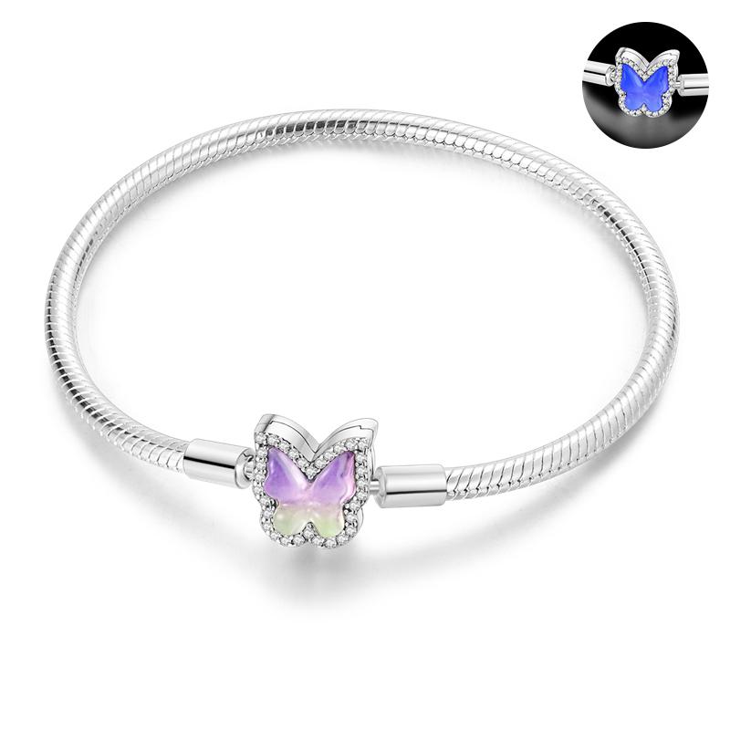 Браслеты Pandach, серебряные, 925 пробы, классические браслеты Love Forever Butterfly Star для женщин, подвески из бисера, ювелирные украшения своими руками, 17–20 см